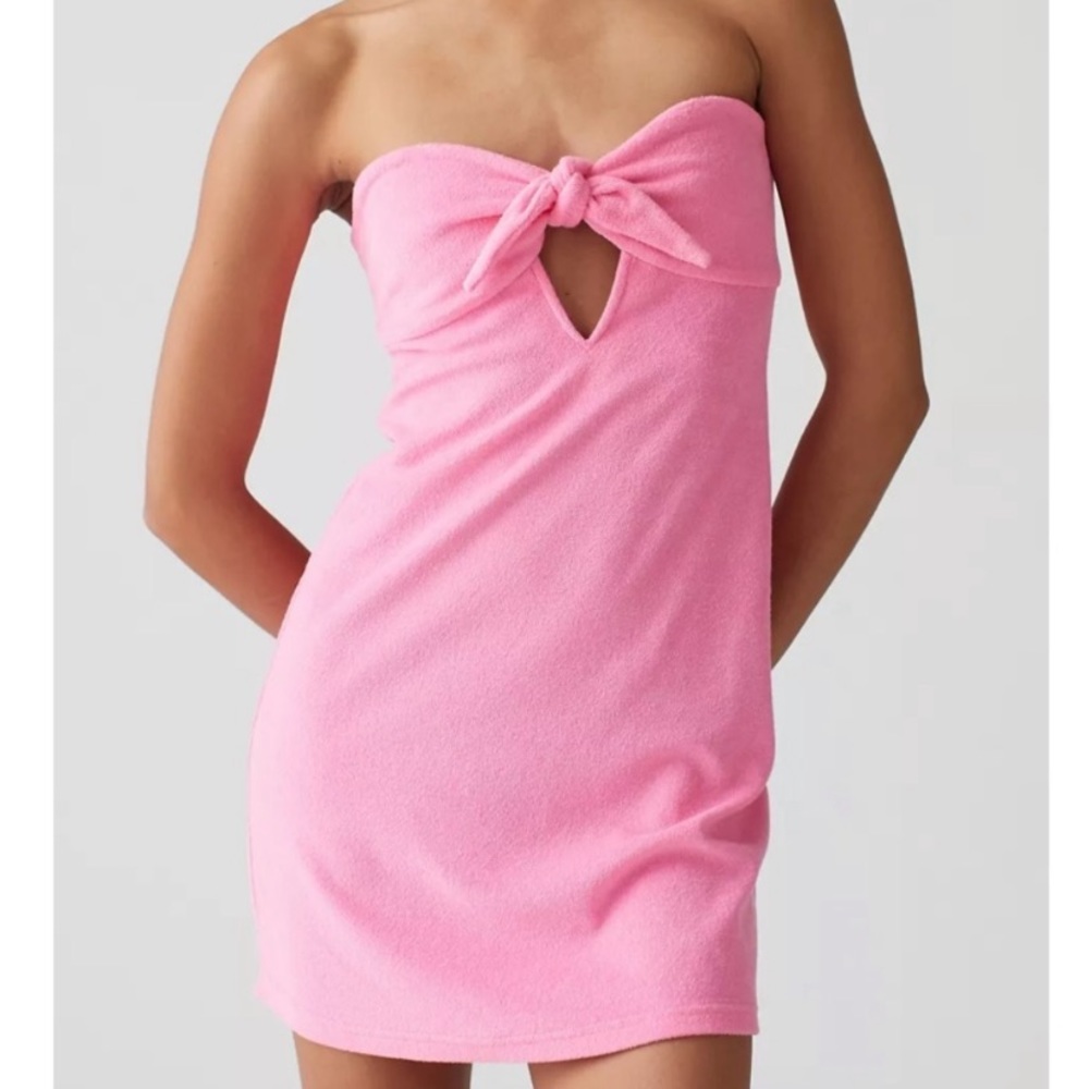 Urban Outfitters Pink Strapless TerryCloth Dress